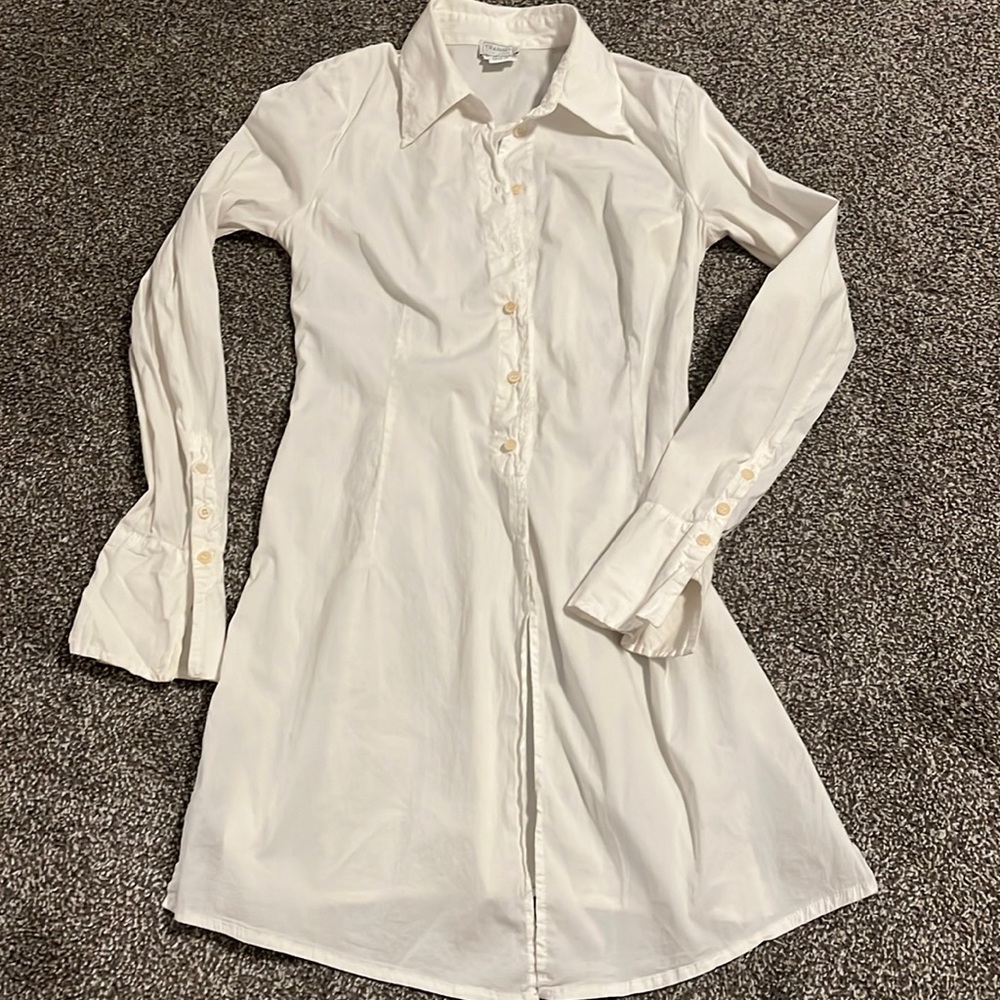 White cotton tunic button down shirt